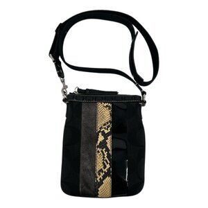 Coach Black Snakeskin Accent Leather Crossbody Bag | Excellent Condition
